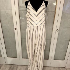Adelyn Rae Cream and Black Chevron Jumpsuit